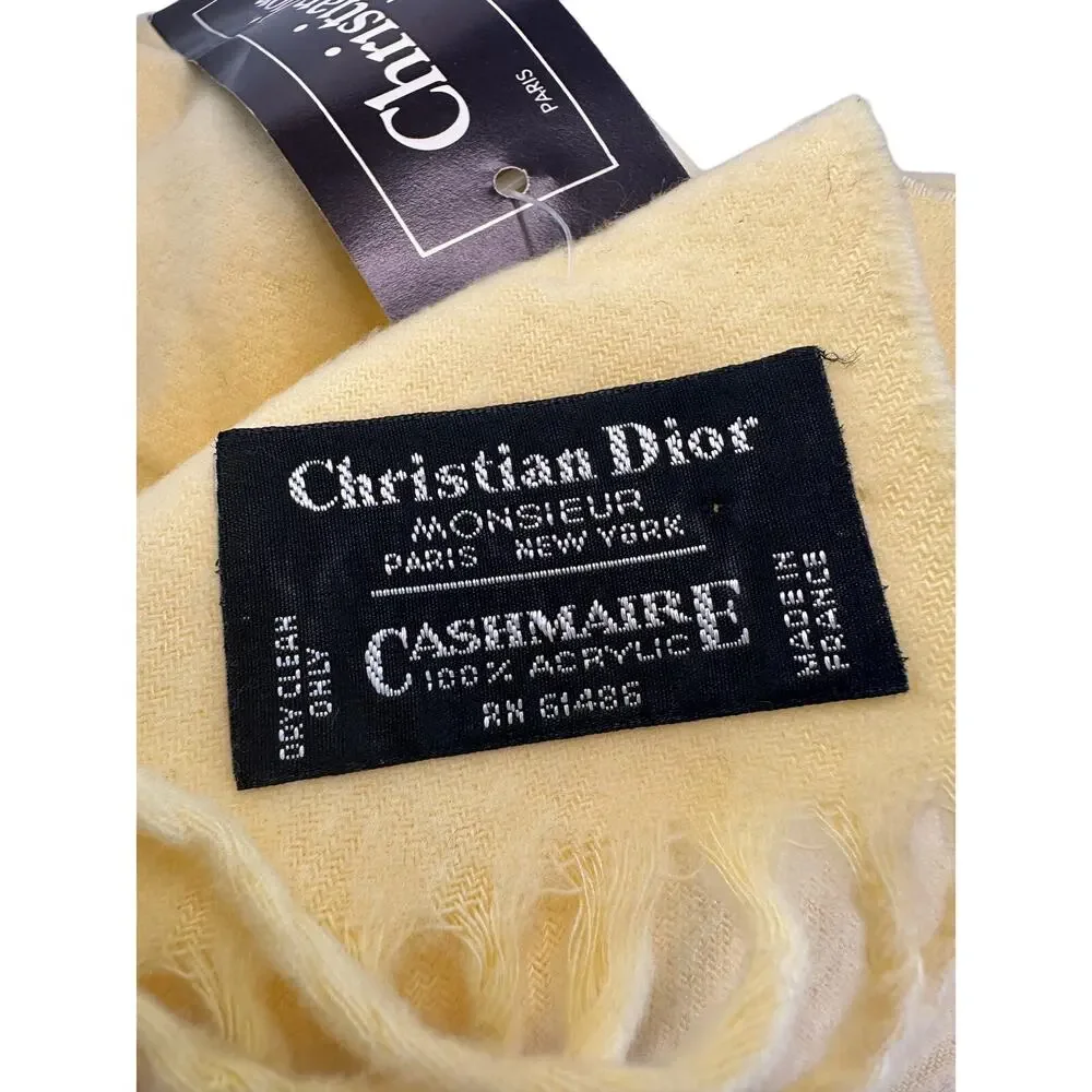 Christian Dior Yellow Monsieur Men's Cashmaire (Acrylic) Scarf (France) RN 61486